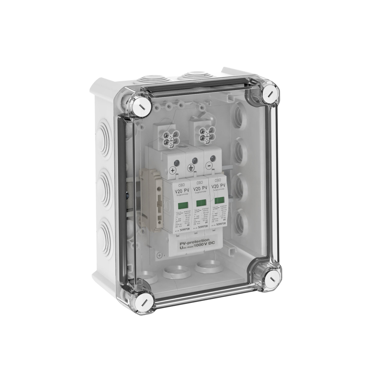 OBO Überspannungsbox DC Typ II, 1 MPP, Klemmen