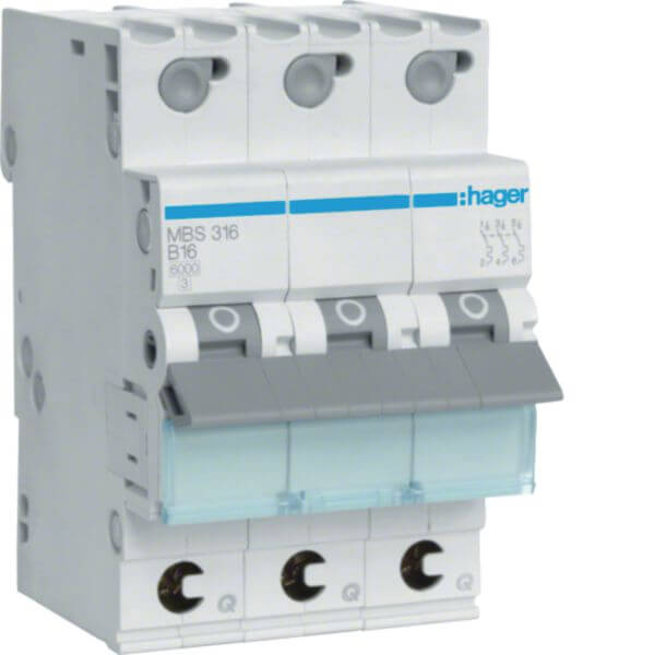 Hager LS-Schalter B16A, 3-pol., 6kA